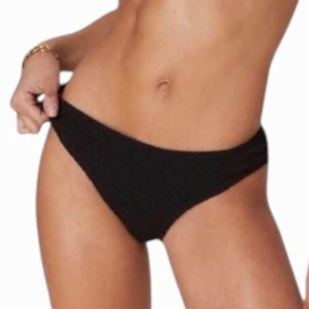 Andie Swim The Bikini Bottom Textured Black XL NWT High Cut